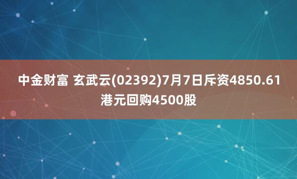 中金财富 玄武云(02392)7月7日斥资4850.61港元回购4500股